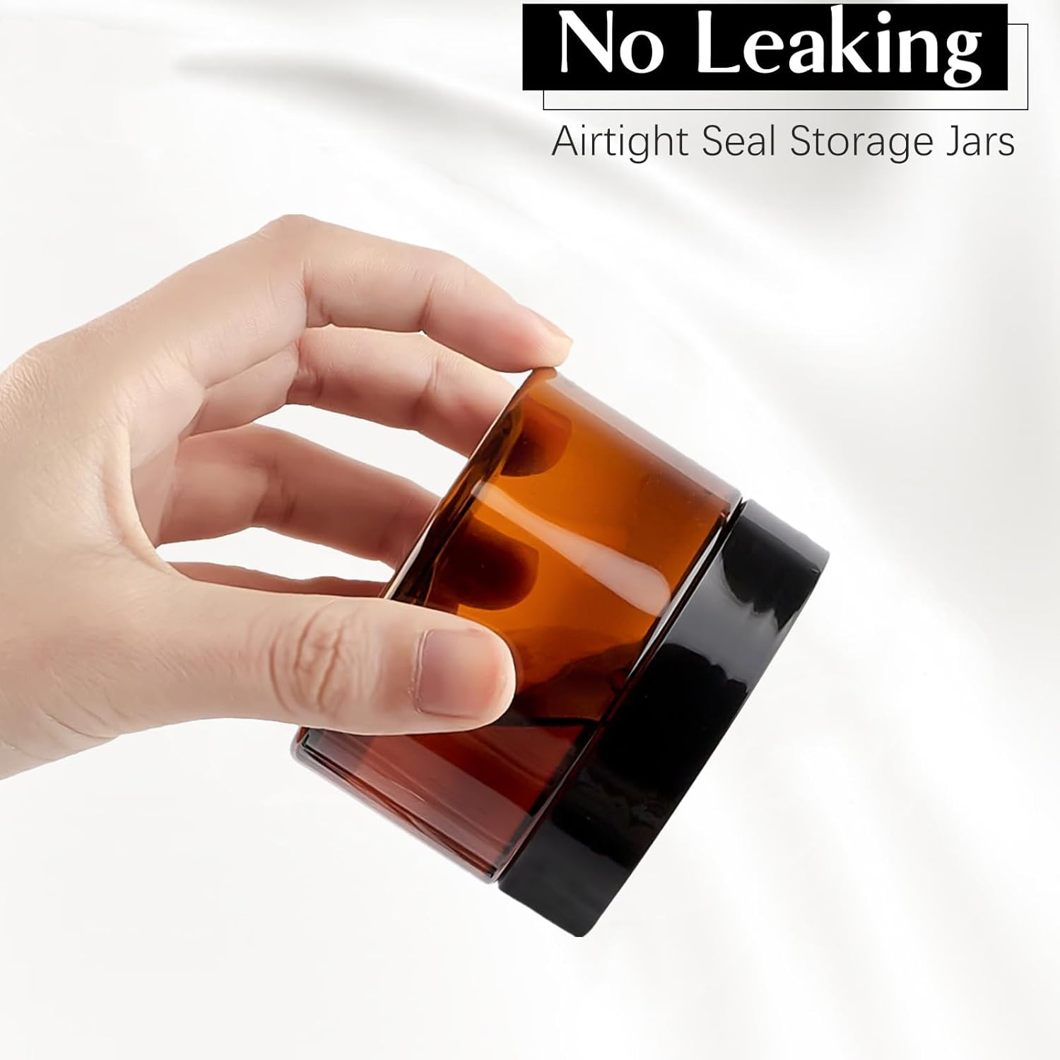 TUZAZO 4 Oz Amber Plastic Cosmetic Jars Leak Proof Small Container with Lids for Cream, Lotion, Powder, Ointments, Beauty Products, 12 Pcs image number 4