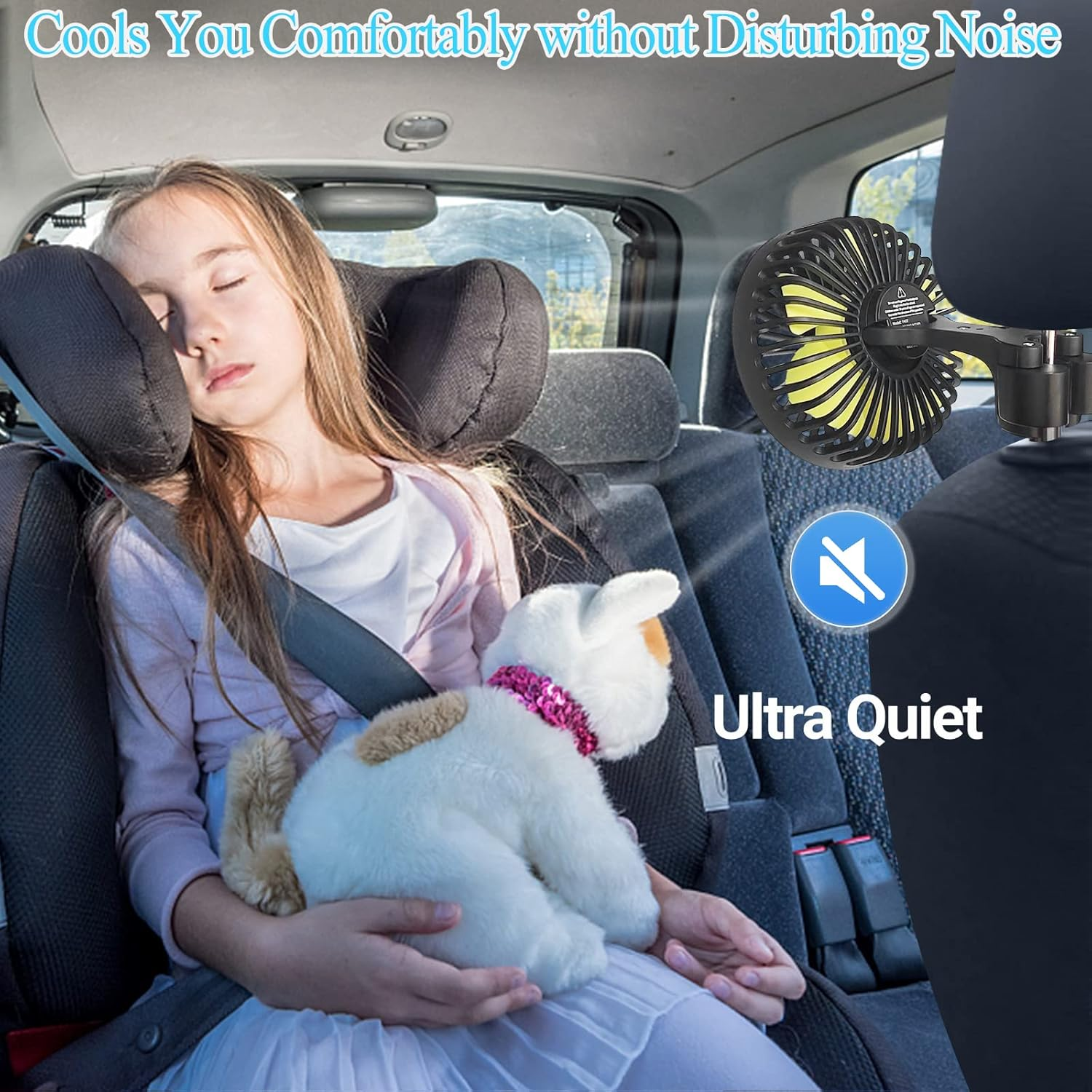 HUENLYEL USB Car Seat Fans for Backseat Baby, Electric 5V USB Car Cooling Fan for Car Rear Seat Baby Kids Passengers(Usb Powered Only, No Battery)