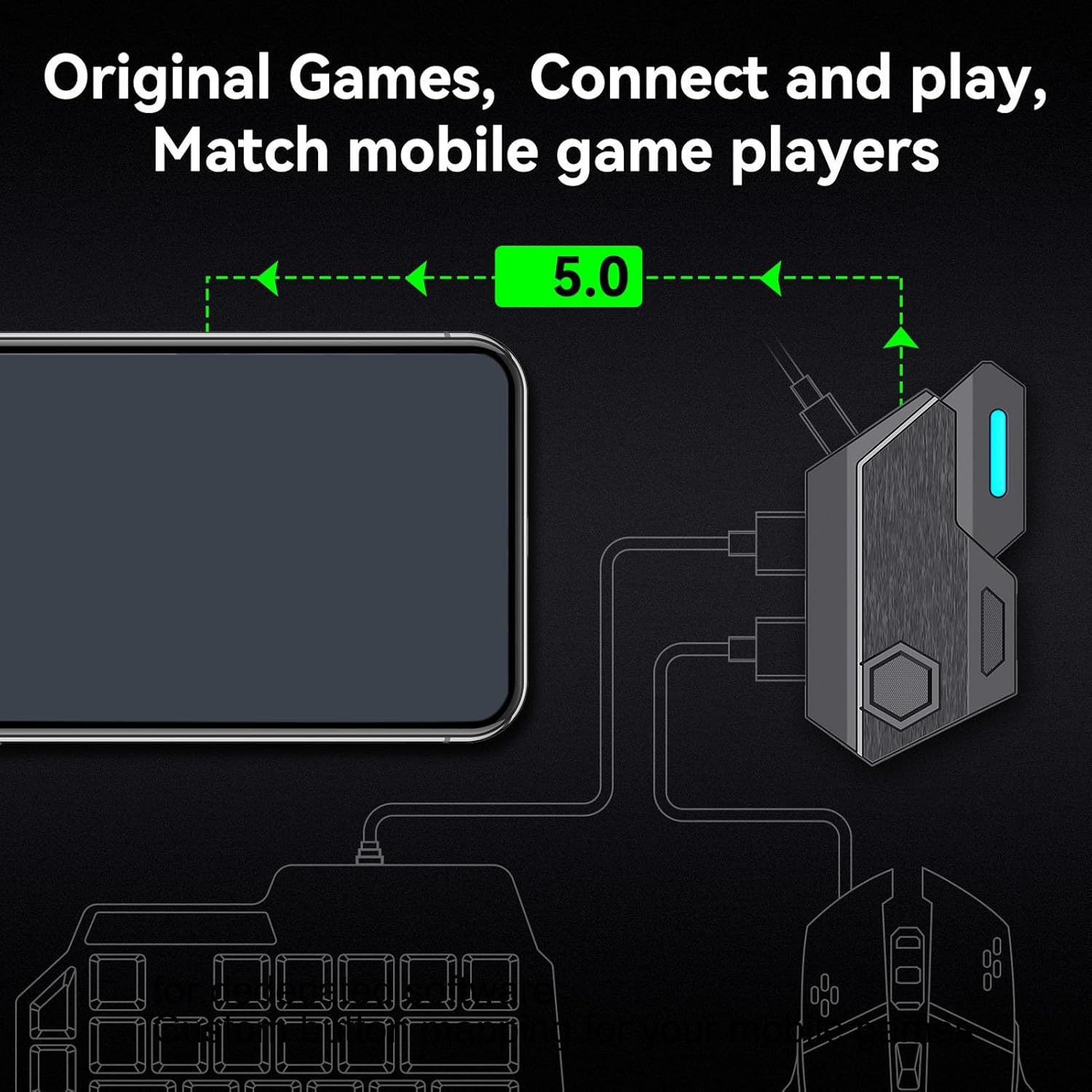 POENVFPO 5.2 Keyboard Mouse Converter Adapter for Improved Gaming Experience - PUBG Mobile, Fire - ABS Material image number 1