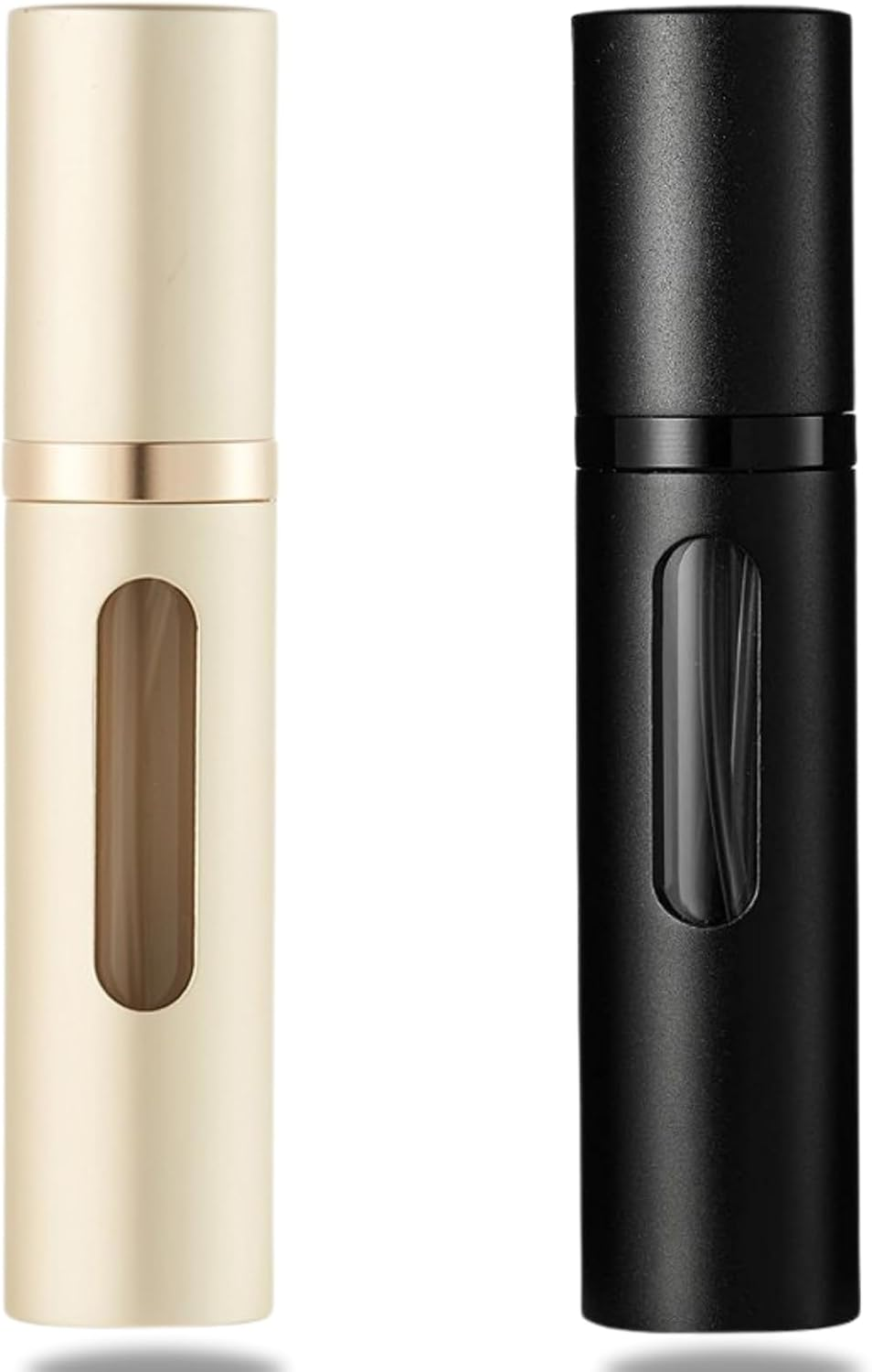 Asanana Refillable Perfume Atomizer Bottom Refill Charge Visualization Window Mini Luxury Stylish 5Ml Fragrance Bottle Lightweight Travel Office Aluminum Atomiser(Ap-2P) (Gold&Green)