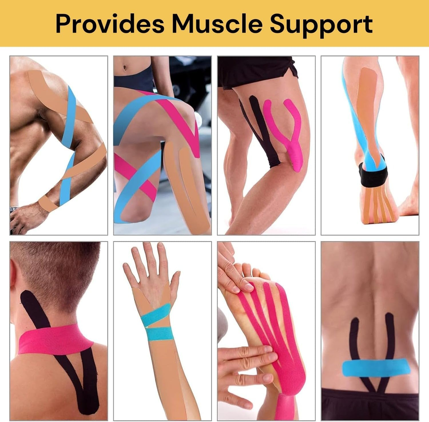 EZONEDEAL Breathable Muscle Tape Kinesiology Tape Waterproof, Tape Elastic Kneepad Knee Pain Relief Sports Tape, Body Tape for Gym Fitness Running Tennis Swimming (5CM X 5M, 2X Skin) image number 6