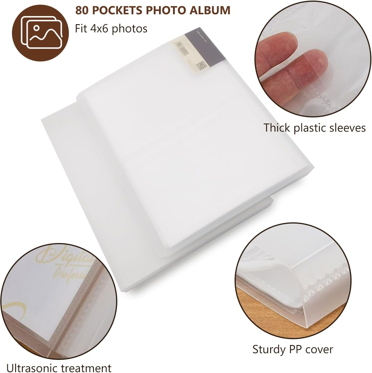 RINGSUN Photo Album, 4X6 Photo Keeper Photo Book for Family Wedding School Anniversary, Memory Album Easy to Organize and Display, 80 Pockets image number 3