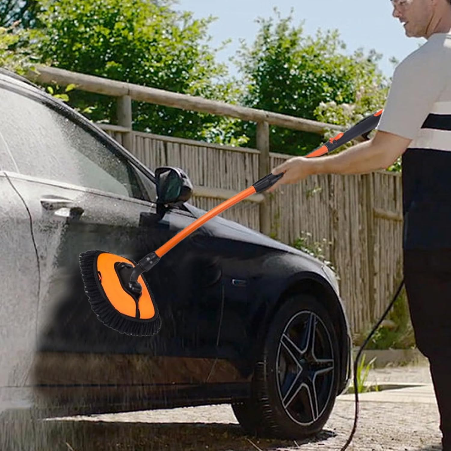 Tktouci Car Wash Mop, Car Cleaning Care Brush, Extendable No Scratch Long Handle Duster for Vehicle Dirt Detailing Truck Automotive Washing Dust Auto