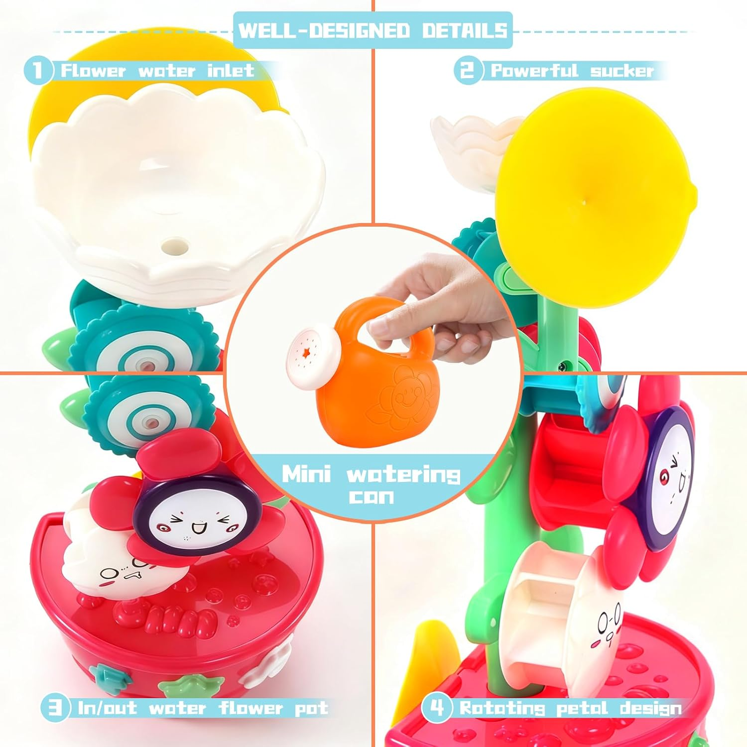 Baby Bath Toys - Sun Shower Spinner for Toddlers 1-3 ,Toddler Bathtub Suction Water Spinner Gear,Safe, Colorful & Interactive Bathtub Toys for Boys Girls image number 4