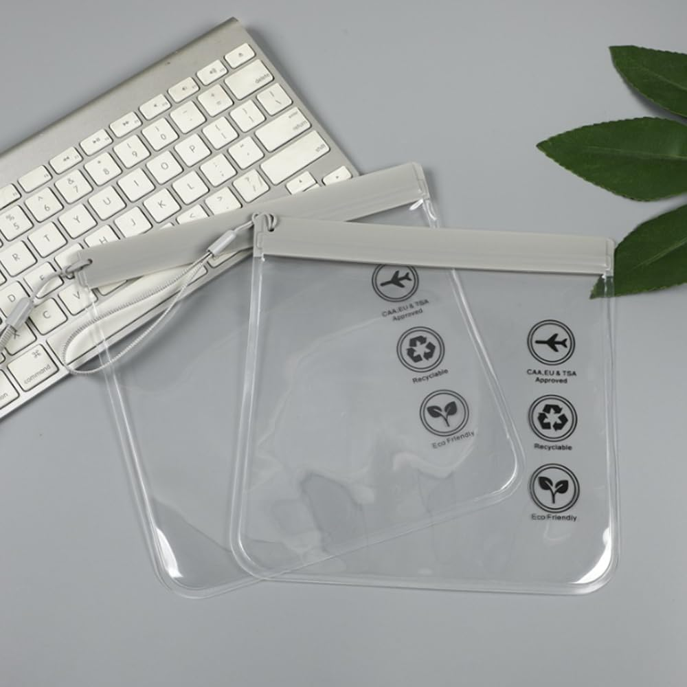 4 Pcs Clear Travel Toiletry Bag - Airport Security Liquids Bags, 20 X 20Cm TSA Approved, Travel Accessories Makeup Bags Holiday Essentials Luggage for Men Women, Black, Traval - Black And Gray image number 5