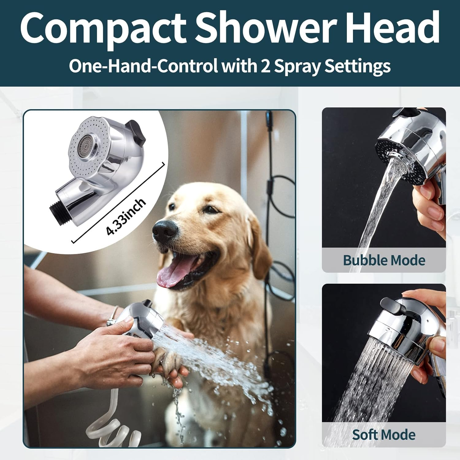 USLICCX Sink Faucet Rinser for Dog Baby Hair Washing Kitchen Bathroom Sink Bathtub Extension Sprayer Set with Recoil Hose & Shower Holder & Water Diverter, Polished Chrome image number 4