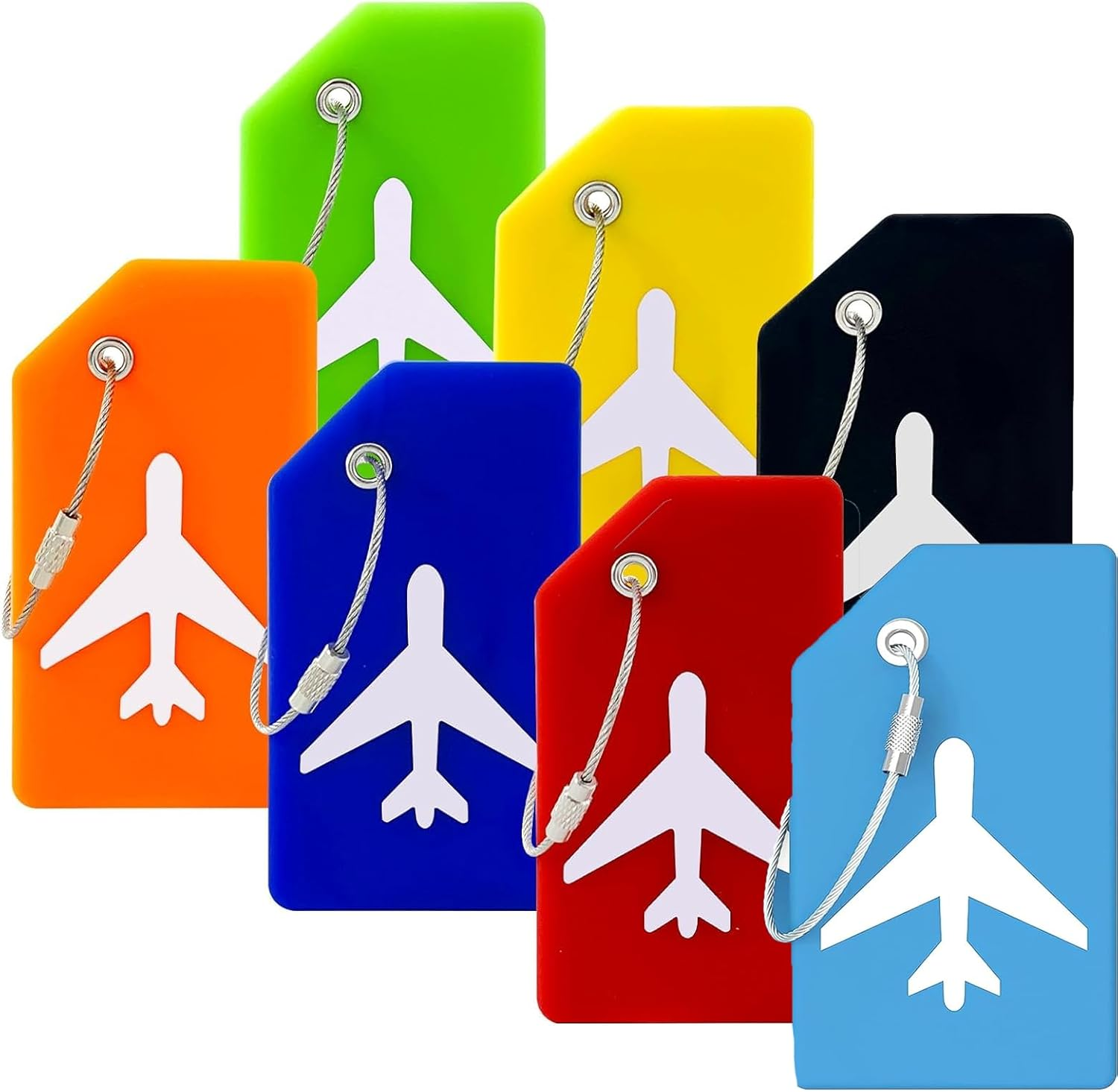 7 Pack Silicone Luggage Tag Baggage Handbag Travel Suitcase Tags Luggage Tags for Suitcases with Name ID Card Perfect to Quickly Spot Luggage Suitcase Travel Accessories by H HOME-MART (Multicolor)