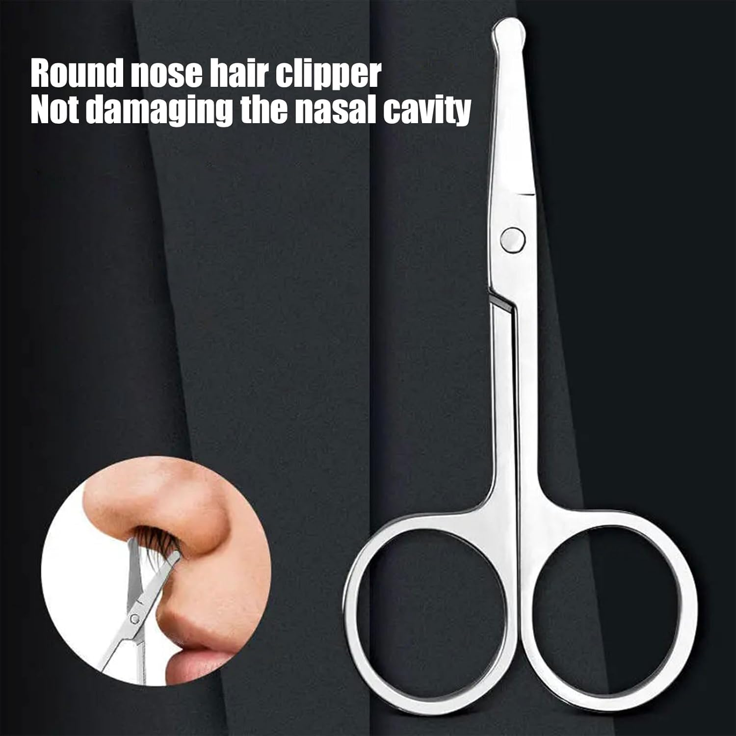 BGENHPON Grooming Scissors for Facial Hair - Small Beard Scissors Men Women - Eyebrow Nose Mustache Ear Trimming - Curved Safety Tip Stainless Steel 2PCS image number 3