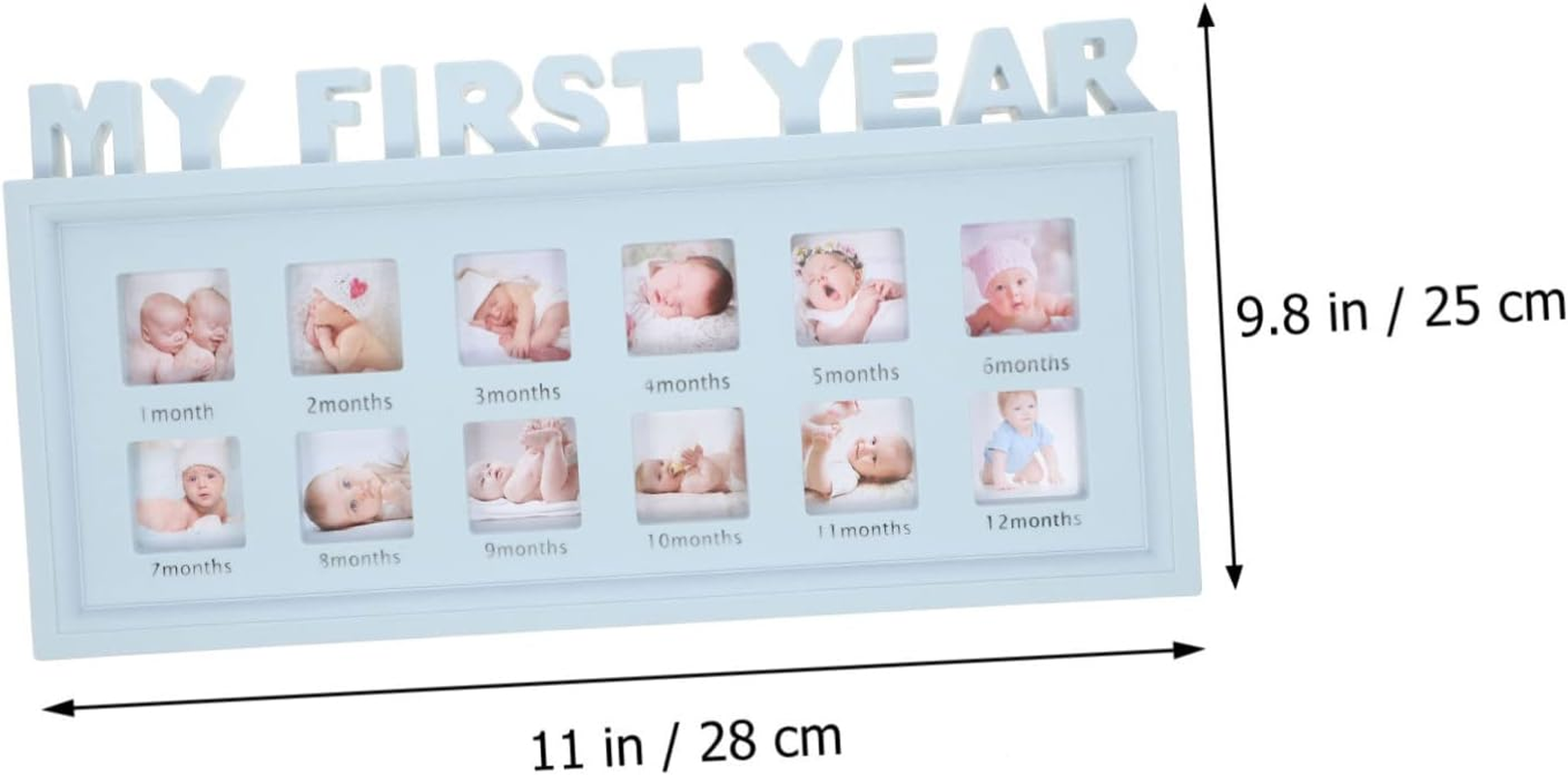 MERRYHAPY Keepsake Photo Frame for Months Growth Milestone Photo Holder for Newborn Shower Decorations Creative Display for First Year Memories image number 2