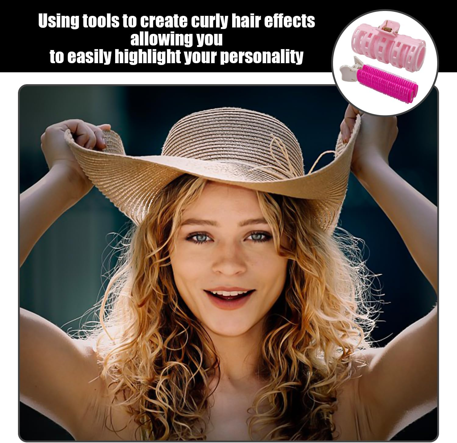 Pack of 4 Mini Hair Rollers, Fluffy Hair Clips, Pony Curlers, Suitable for DIY Hairstyle Making (Pink)