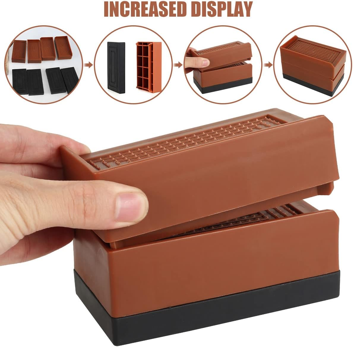 Bed Risers Heavy Duty Adjustable Furniture Risers Stackable Desk Lifts Leg Extenders with anti Slip Pad for Table Couch Sofa Chair Bed Frame Feet Accessories Supports up to 1102 Lbs (4 Pairs) image number 6