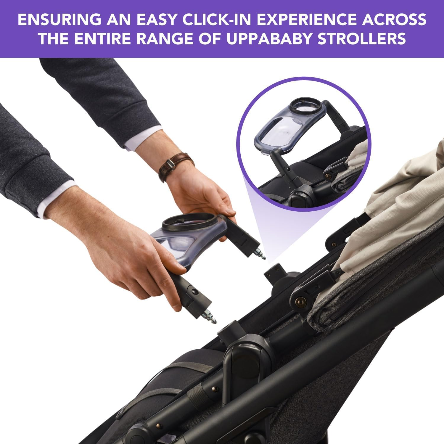 Stroller Snack Tray with Cup Holder Compatible with Uppababy Vista V2 Stroller, Uppababy Cruz V2, Rumble Seat. Easy Attachment for Most Uppababay Stroller Bumper Bar Housing. Stroller Accessories image number 4