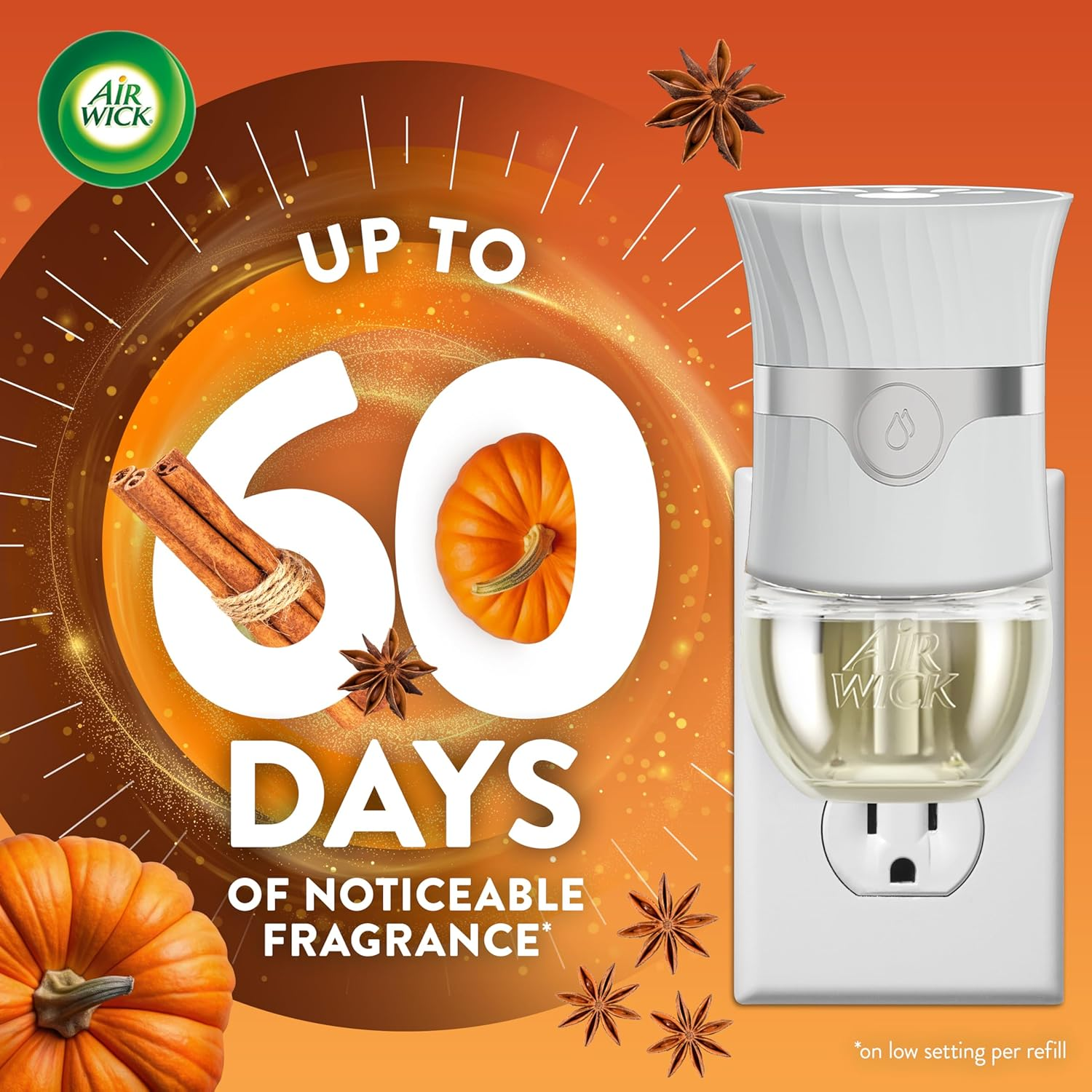 Air Wick Plug in Scented Oil 5 Refills, Pumpkin Spice, Fall Scent, Fall Spray, (5X0.67Oz), Essential Oils, Air Freshener, Packaging May Vary image number 4