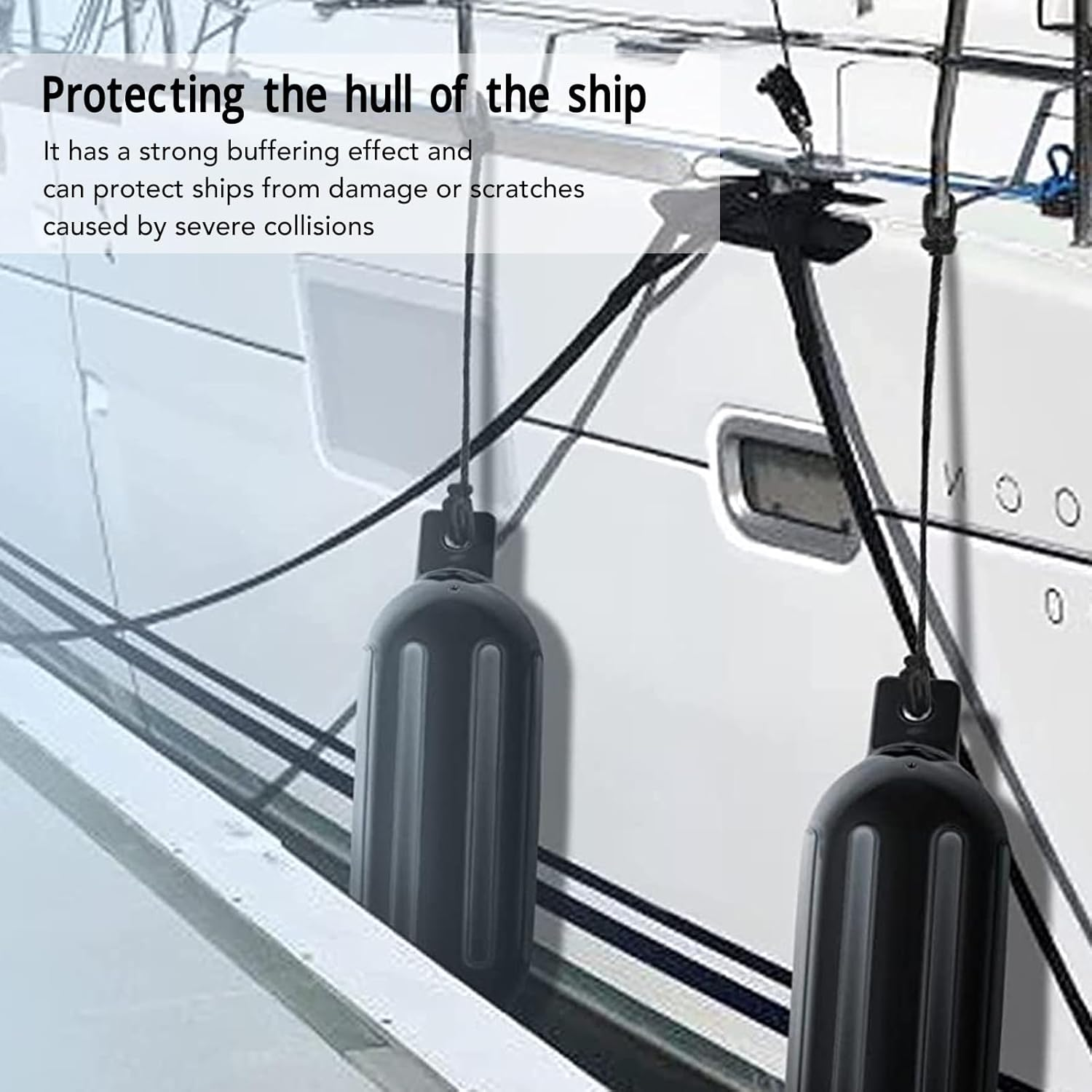 Boat Fender, 2 Pack Boat Bumpers Fenders for Docking, 4.5'' X16'' Inflatable Boat Bumpers Kit, Marine Boat Bumper Buoy for Yachts, Sailboats, Pontoons, Row Boats, Canoes image number 1