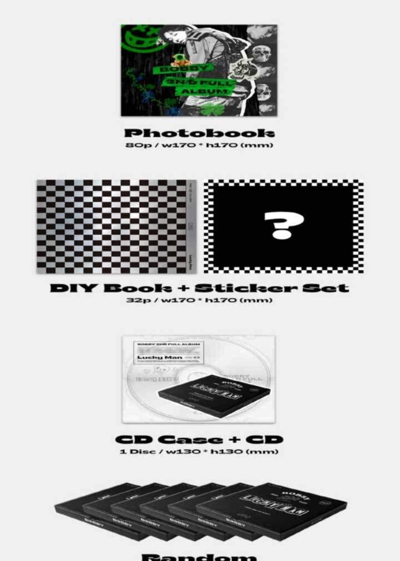 Ikon Bobby Lucky Man 2Nd Full Album B Version Cd+Folding Poster on Pack+80P Photobook+32P DIY Book+4P Sticker+1P Photocard+Magnetic Coupon+4P Post+Lenticular+Message Card Set+Tracking image number 6