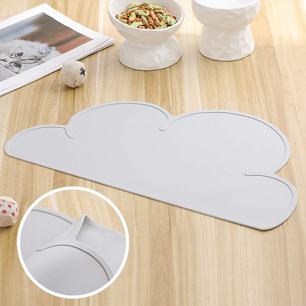 White Ceramic Cat Food and Water Bowl Set,Cat Food Dish with Stand,Elevated Cat Bowls,Raised Cat Food Bowls anti Vomiting,Pet Bowl with anti Slip Mat,Stress Free for Cats and Small Dogs image number 5