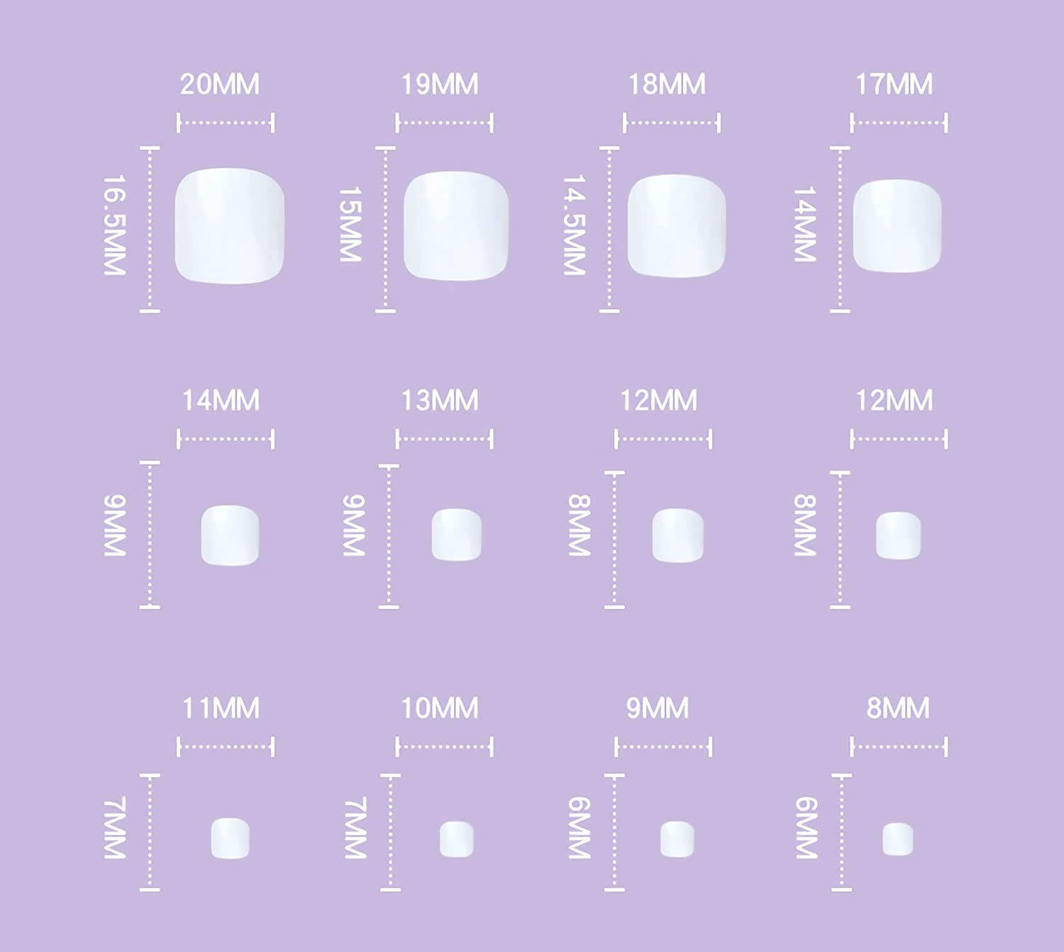 24PCS Florry White Fake Toe Nails Solid Color Press on Toenails with Flower Square Matte Acrylic False Toe Nails for Women and Girls image number 1