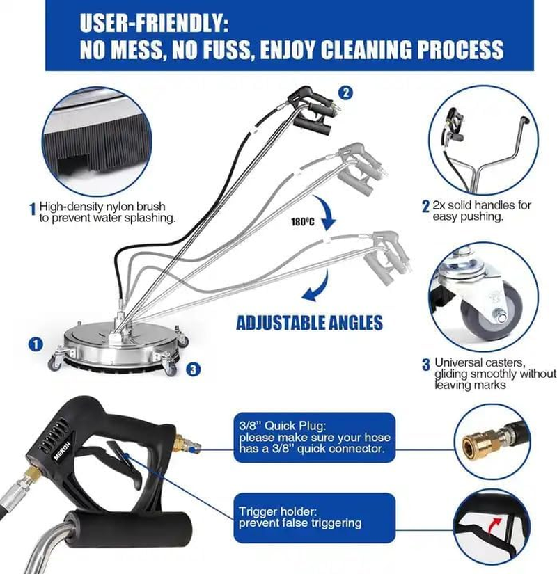 24' Inch High Pressure Washer Surface Cleaner Disc for Concrete Driveway Stainless Steel image number 3