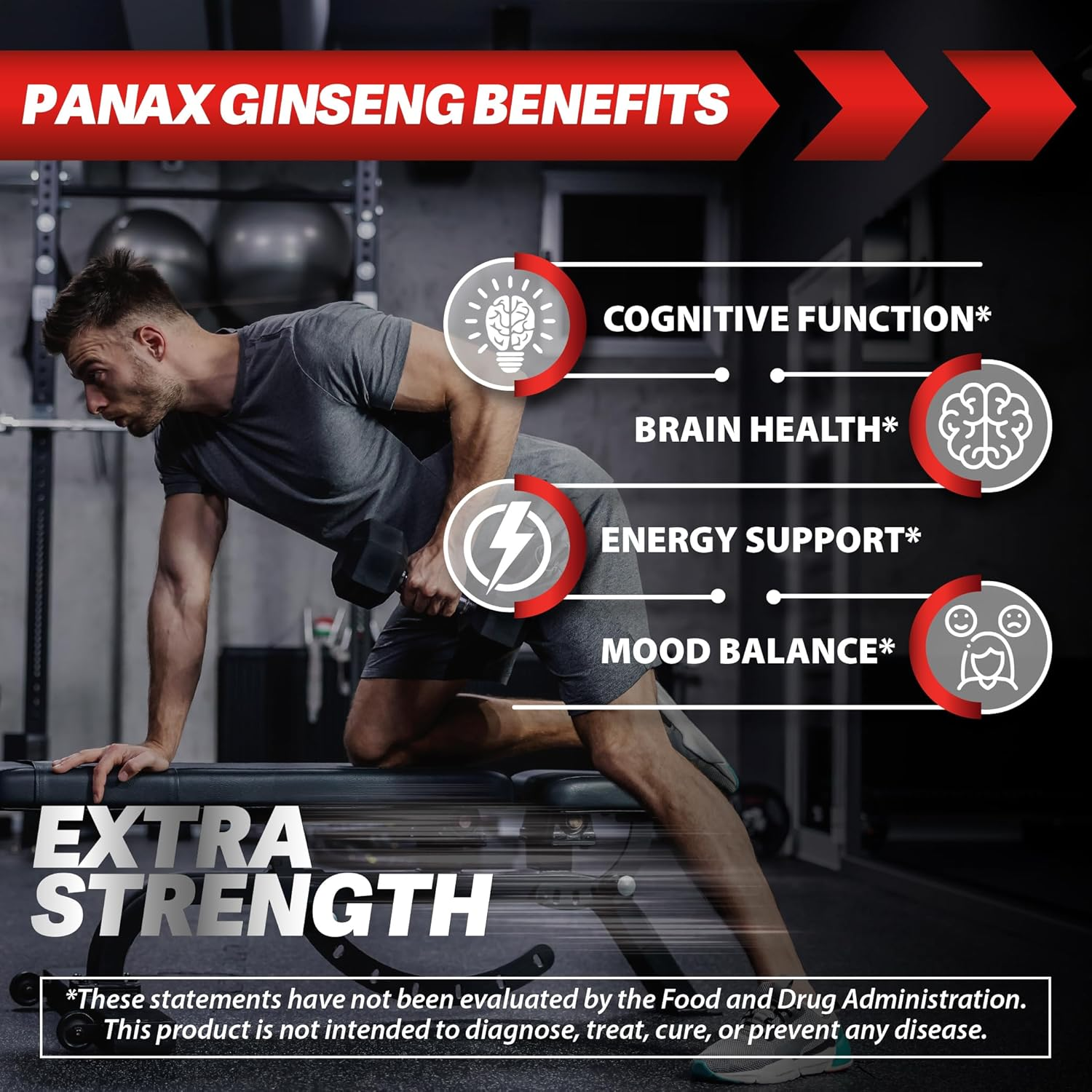 Panax Ginseng & Ginkgo Biloba Supplement - Red Korean Ginseng, Ginkgo Biloba Capsules, and Maca for Men & Women - Vegan Pills - 60 Count