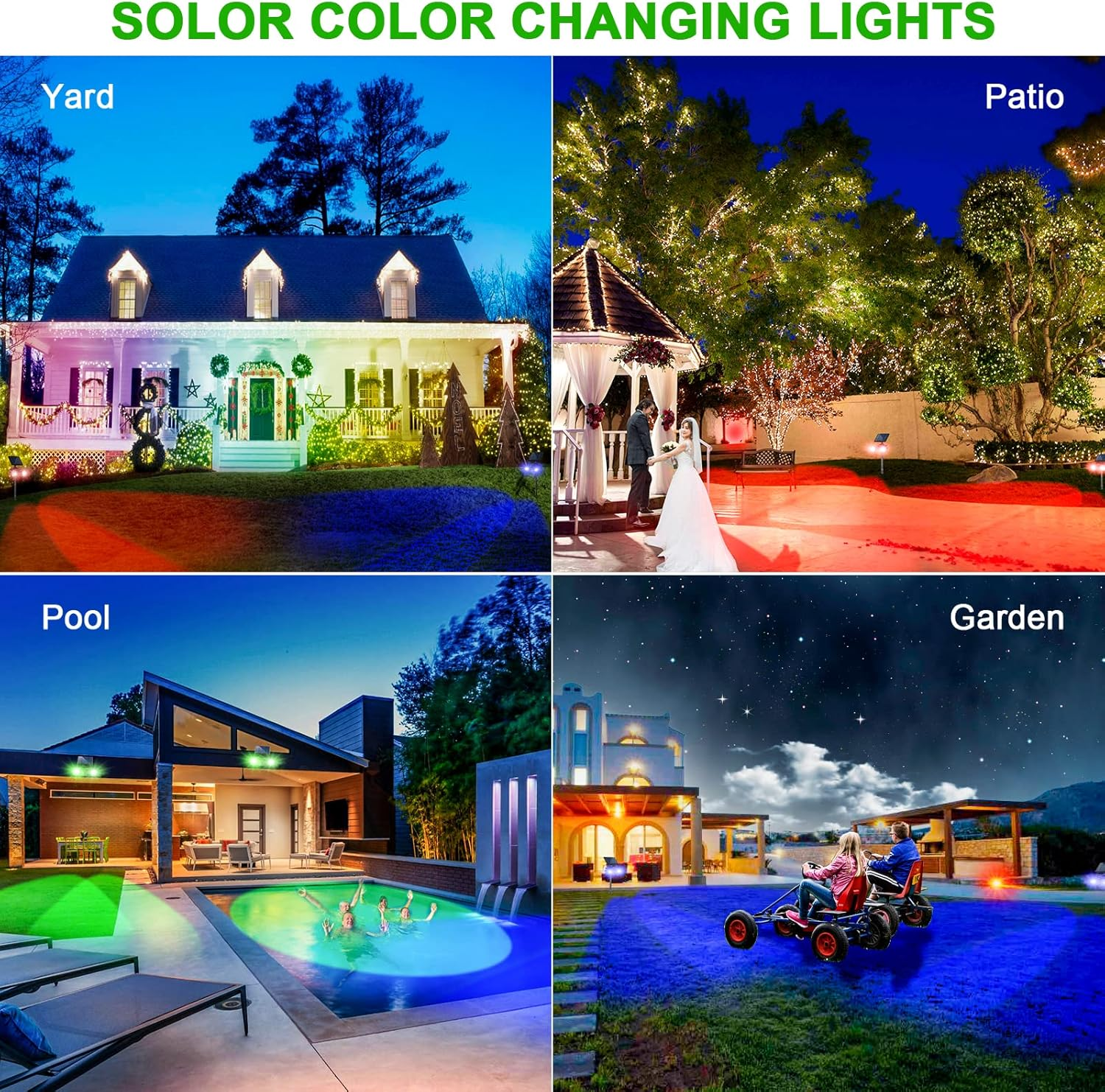 Outdoor Spot Lights for Yard, Color Changing Solar Stake Lights, Always on All Night with 7 Color Options, Dusk Til Dawn Solar Uplights Waterproof for Trees/Pathway/Garden Decor, 1-Pack image number 6