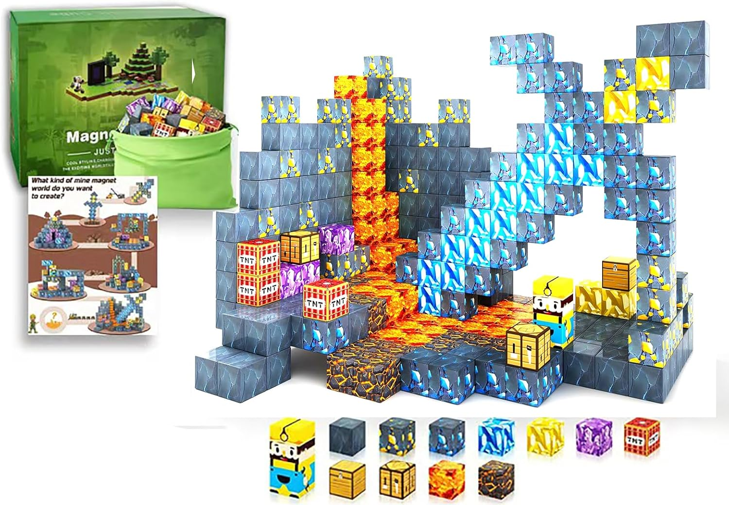 100PCS Magnetic Blocks-Build Mine Magnet World Set for Boys & Girls Age 3-8, STEM Sensory Toys for Toddlers Gifts for 3+ Years Old Girls Boys,Magnet Cubes Creative Kids Games Kids Toys (0.8IN/2CM)