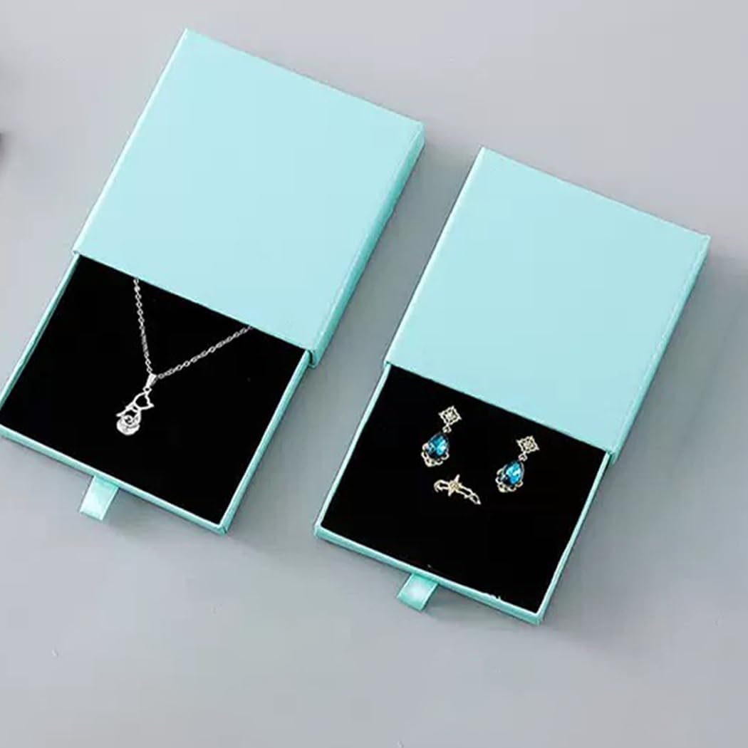2Pcs Jewelry Gift Box,Bracelet Gift Boxes, Ring Necklace Earring Kraft Organizer Box,Square Small Gift Box for Valentine'S Day Christmas Birthday Jewellery Gift (Pink+Blue) - Pink+Blue image number 2