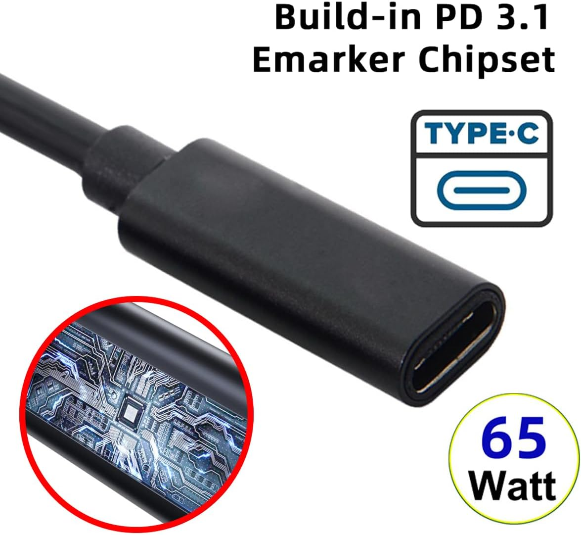 Cablecc Type C USB-C Female Input to DC 4.8X1.7Mm Power PD Charge Cable 65W Fit for Laptop 18-20V - 5.5*2.5Mm image number 7