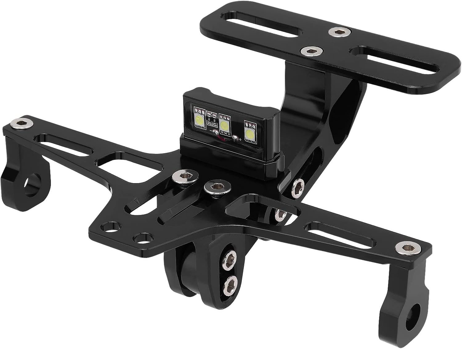 Windance Motorcycle License Plate Bracket,Universal Adjustable Fender Eliminator Kit, CNC Aluminum Tail Tidy Holder with LED Light (Black)