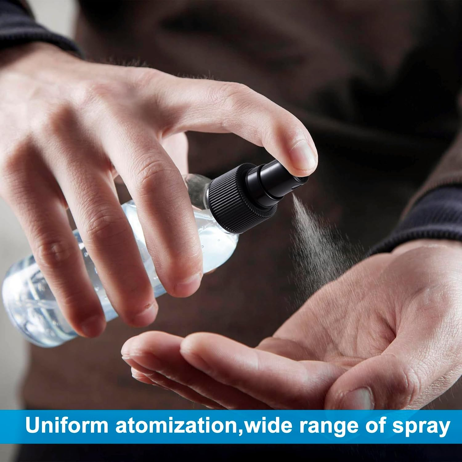 Alpinleux 4 Pcs Spray Bottle Top, Nozzle Sprayer Tops Replacement, Plastic Fine Mist Sprayer Pump for Essential Oil, Cleaning Solutions (24/410 Cap Size, Black) - White image number 5