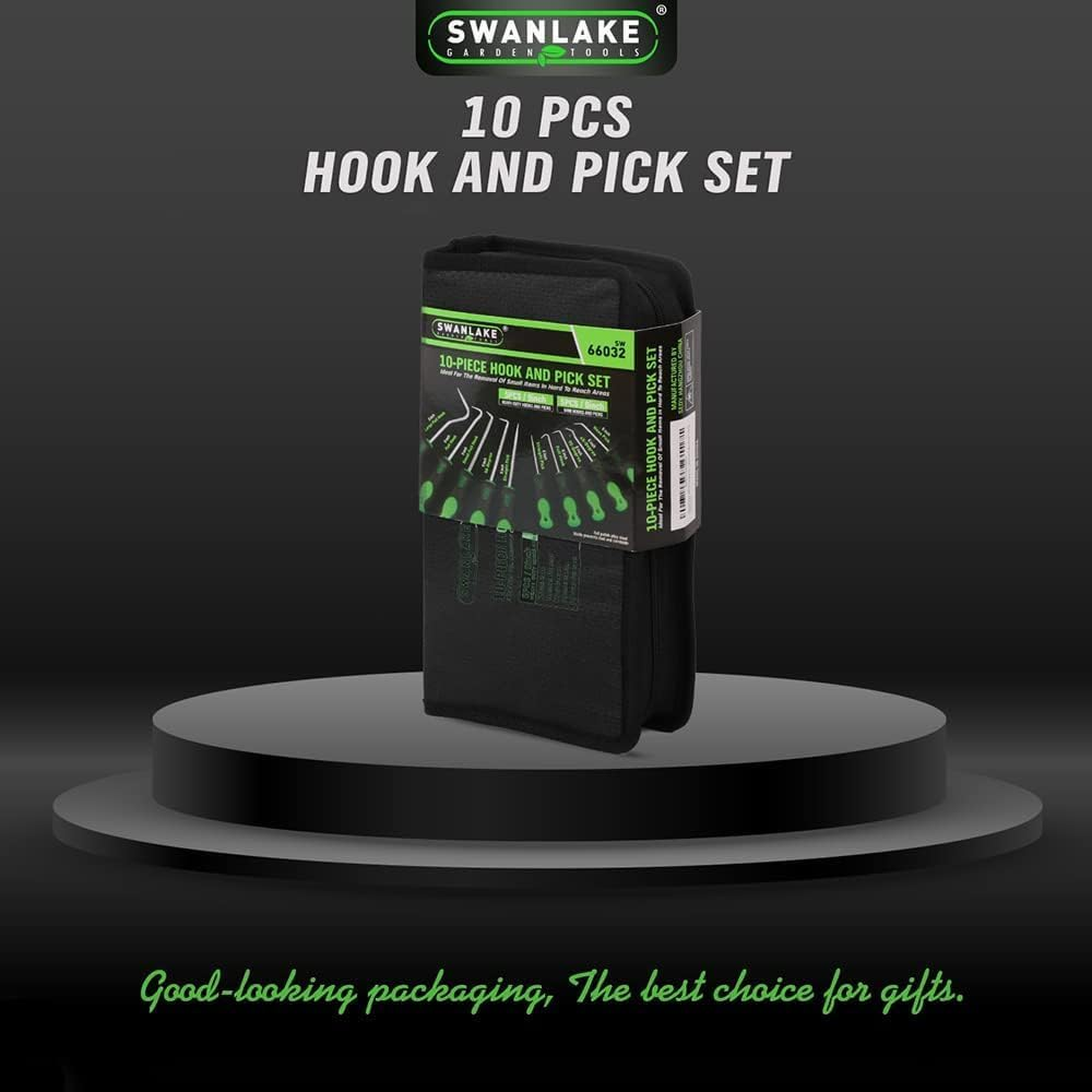 SWANLAKE 10-Piece Pick and Hook Set, Automotive Pick Tool for Car Oil Seal, O-Ring Seal, Gasket Removal Pick Mini Hooks Puller Remover image number 5