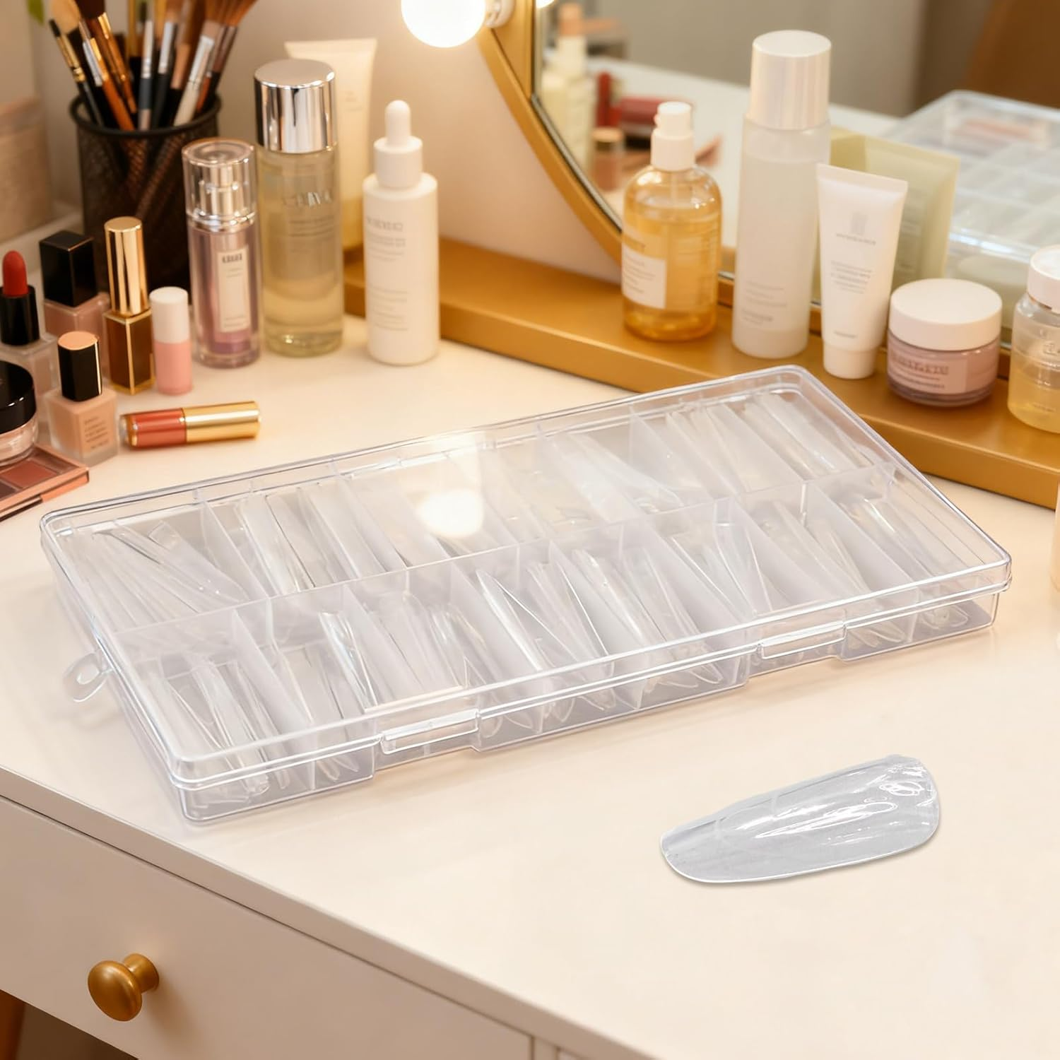 Ancsttu Nail Forms | Sandwich Structure Full Cover Beauty Tool,Nail Extension Forms | for Family Friends Makeup Salon Home Travel Wedding Bridal Spa Holiday image number 2