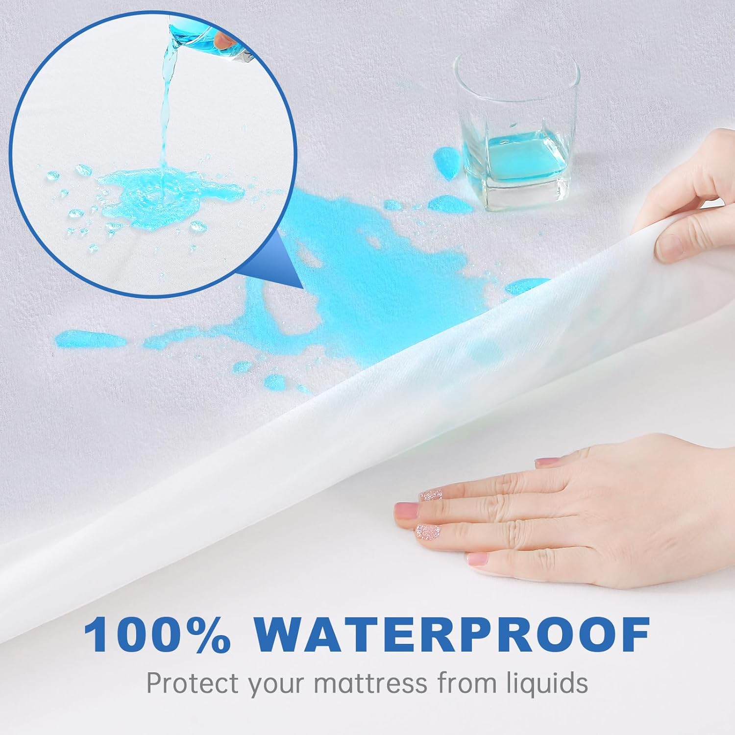100% Waterproof Mattress Protector, YUGYVOB Soft Breathable Mattress Protector King, Premium Terry Fitted Sheet King with Deep Pocket image number 4