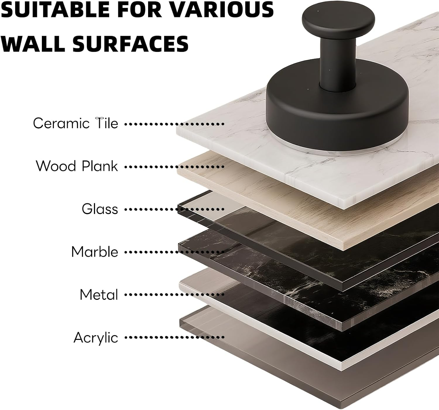 Suction Cup Hooks 4 Pcs Wall Hooks for Bathroom, Shower, Mirror, Towels, No-Drill, Waterproof and Rustproof (Black) 11 image number 4