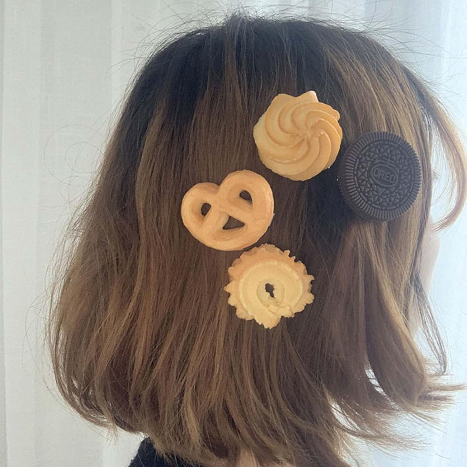 Inateannal 7Pack Side Hair Clips for Styling Salon Simulation Cookies Pattern Fun Hair Barrettes Cartoon Hairpins Hair Accessories for Women Girls image number 4