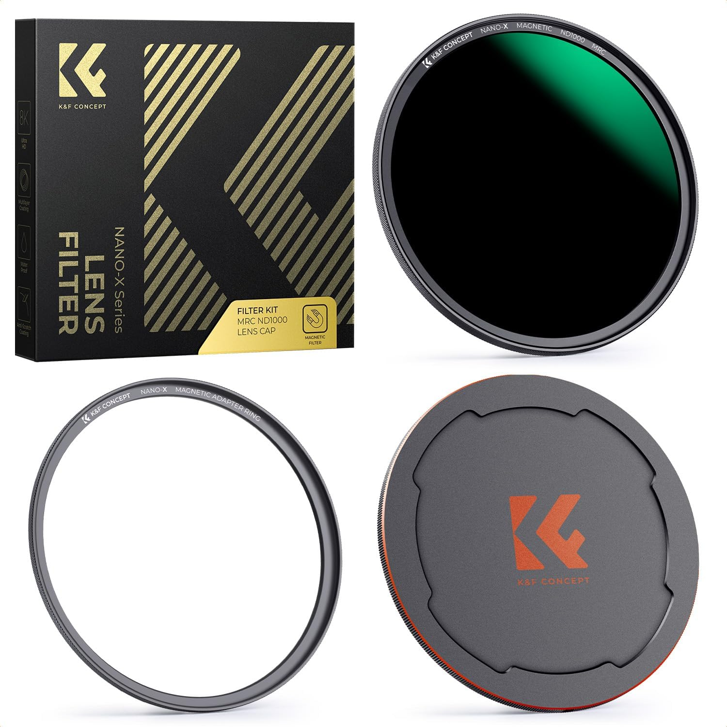 K&F CONCEPT 55Mm Magnetic ND1000 Lens Filter (10-Stop Fixed Neutral Density Filter) with 28 Multi-Layer Coatings Waterproof Scratch Resistant for Camera Lens (Nano-X Series)