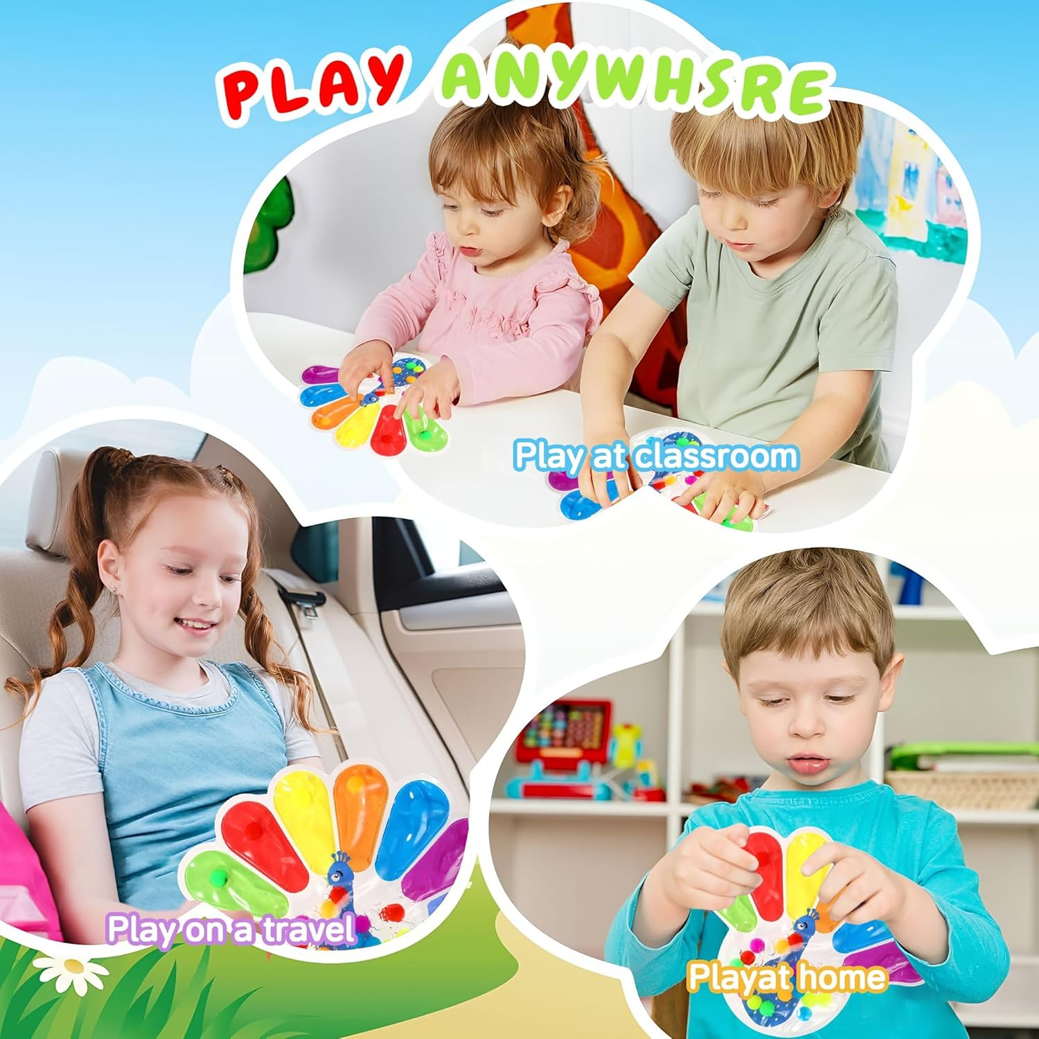 Peacock Color Sorting Toys Sensory Toys: Color Matching Sensory Calm down Toy, Fine Motor Skill Games Learning for Toddlers, Preschool Learning & Educational Montessori Toy for Kids Boys Girls ADHD image number 3