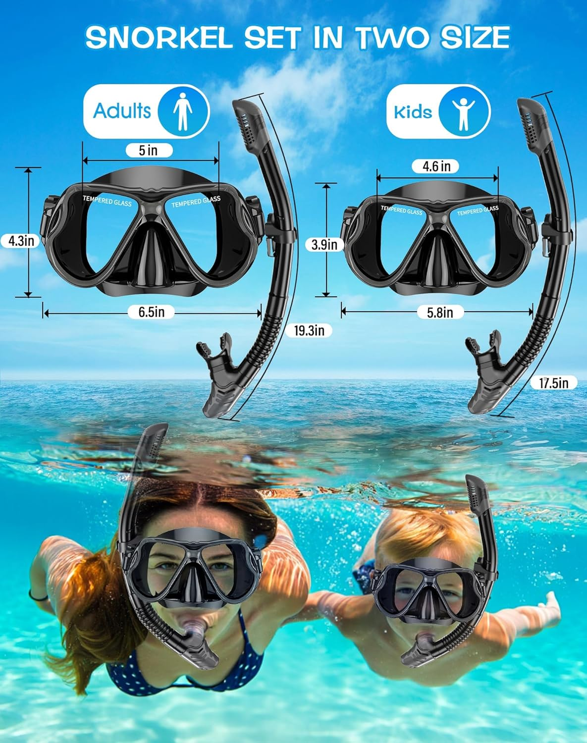 Diving Mask, Dry Top Snorkel Set, 180&deg; Panoramic Wide View, Anti-Fog Scuba Diving Mask Goggles Tempered Glass, Professional Snorkeling Gear with Waterproof Phone Pouch for Adults and Youth image number 3
