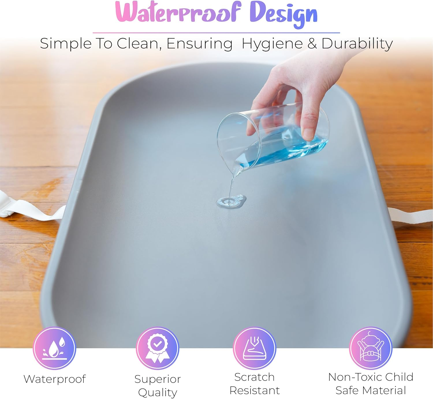 Baby Groove Aus - Premium Portable Changing Pad - Waterproof, Grey, Soft and Breathable, Non-Slip, Easy-To-Clean, Firm Padding, Diaper Changing Station, Newborns to Toddlers image number 1