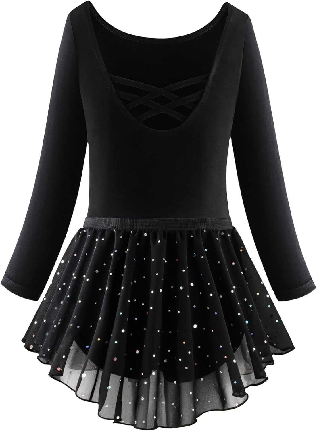 KEOYA Girls Dance Leotards Long Sleeve Ballet Outfits Dance Skirted Leotard Kids Ballet Tutu Dress for 3-11 Years image number 1