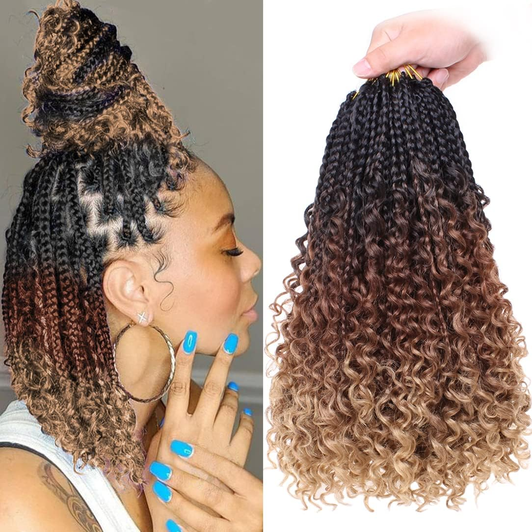 Beverlee Goddess Box Braids Crochet Hair 14 Inch Boho Box Braids 8 Packs Crochet Hair Bohemian Box Braids Crochet Braids Box Braids Curly Ends Messy Pre-Looped Synthetic Curly Crochet Hair for Women image number 3