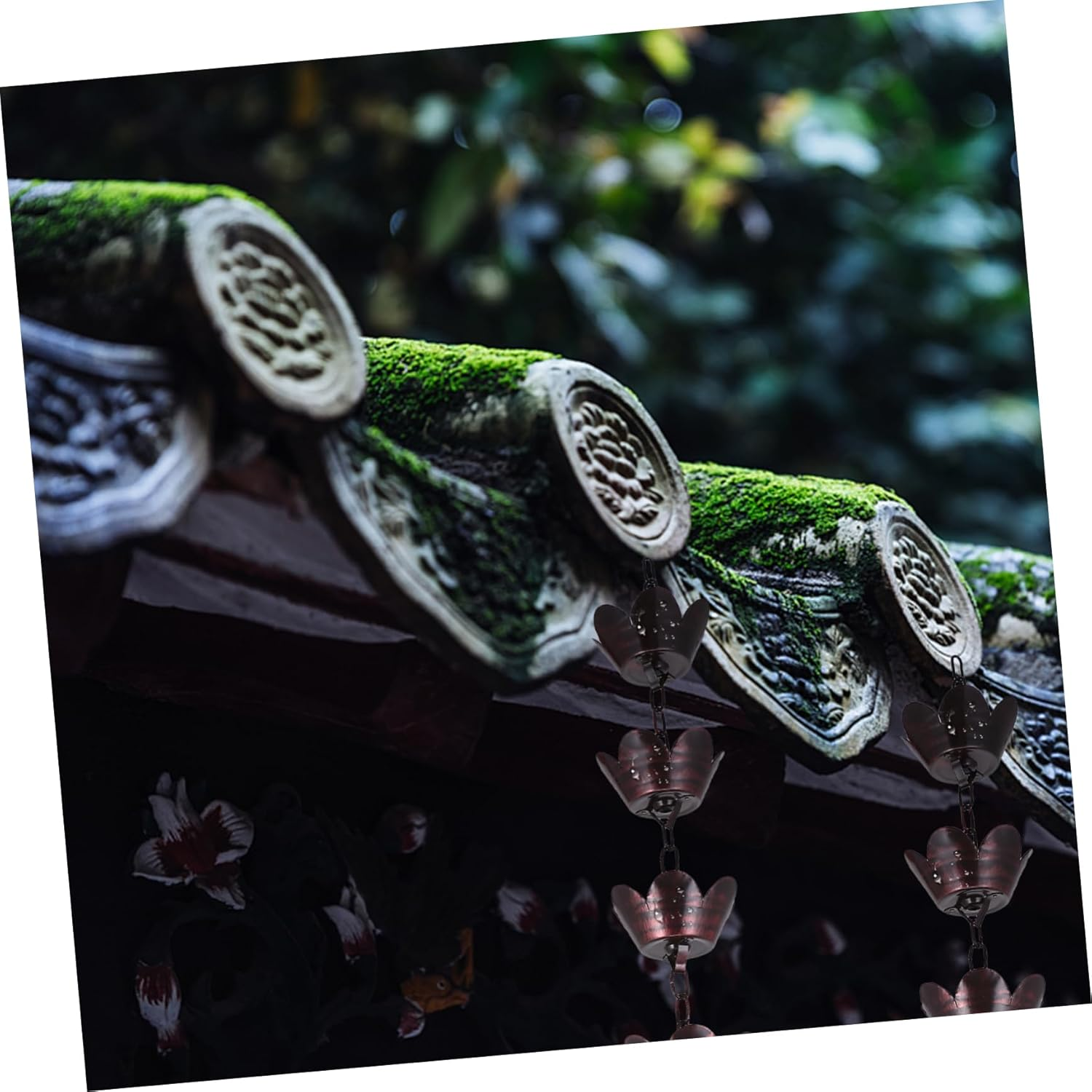 Metal Rain Chain for Gutter Downspouts 1M Decorative Aluminum Rain Chain Modern Garden Accessory Versatile Outdoor Water Feature Petal Design image number 6