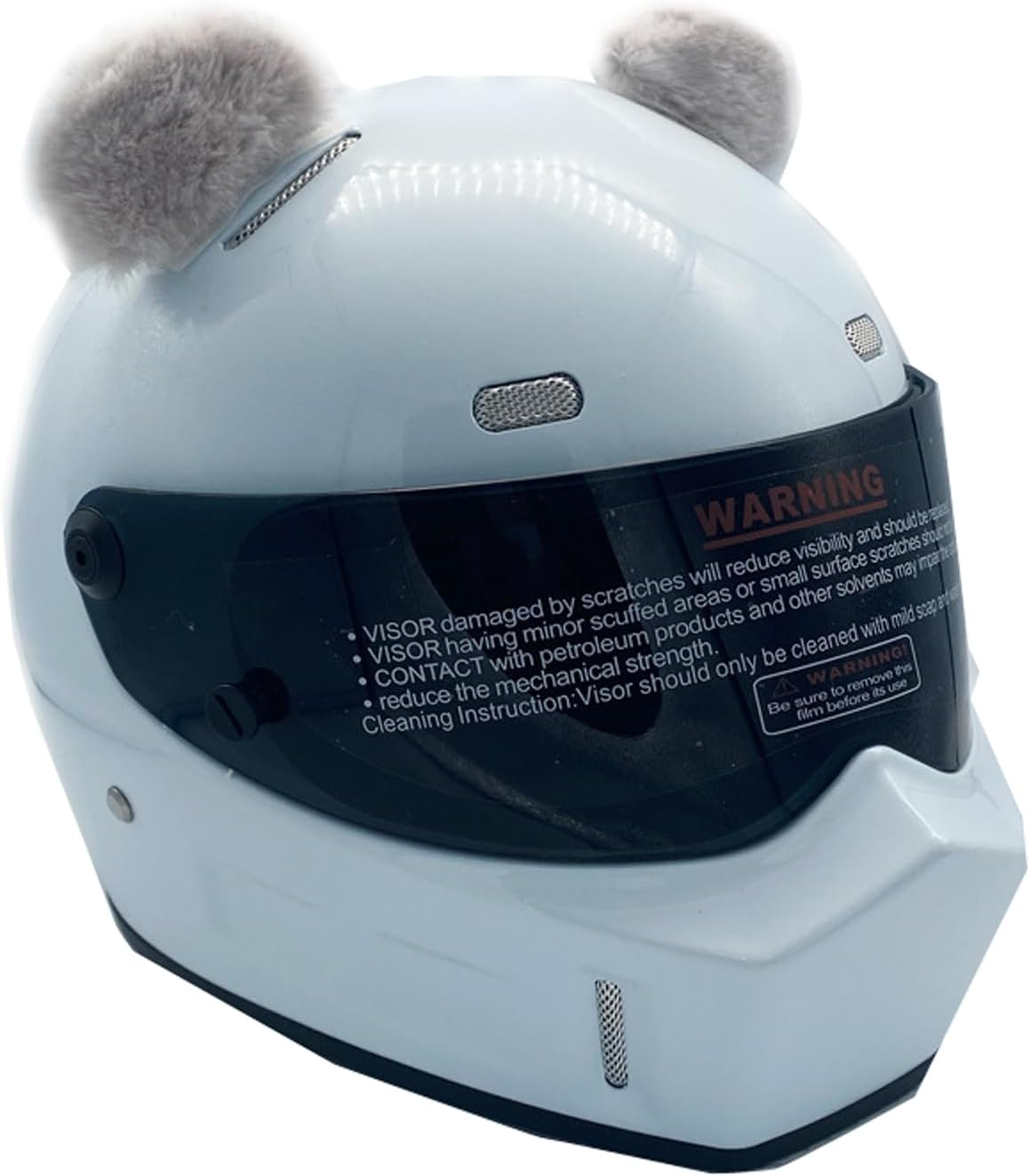 1 Pair Cute Bear Ear Motocycle Helmet Decor with Sticker Plush Fuzzy Ski Helmet Accessory Decoration