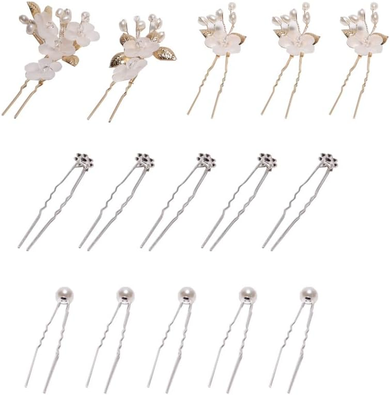 Enwye 15-Piece Pearl Hairpin Bride Hairpin Set Suitable for Weddings, Honeymoons, Valentine'S Day, Parties, Photography, and Other Occasions image number 3