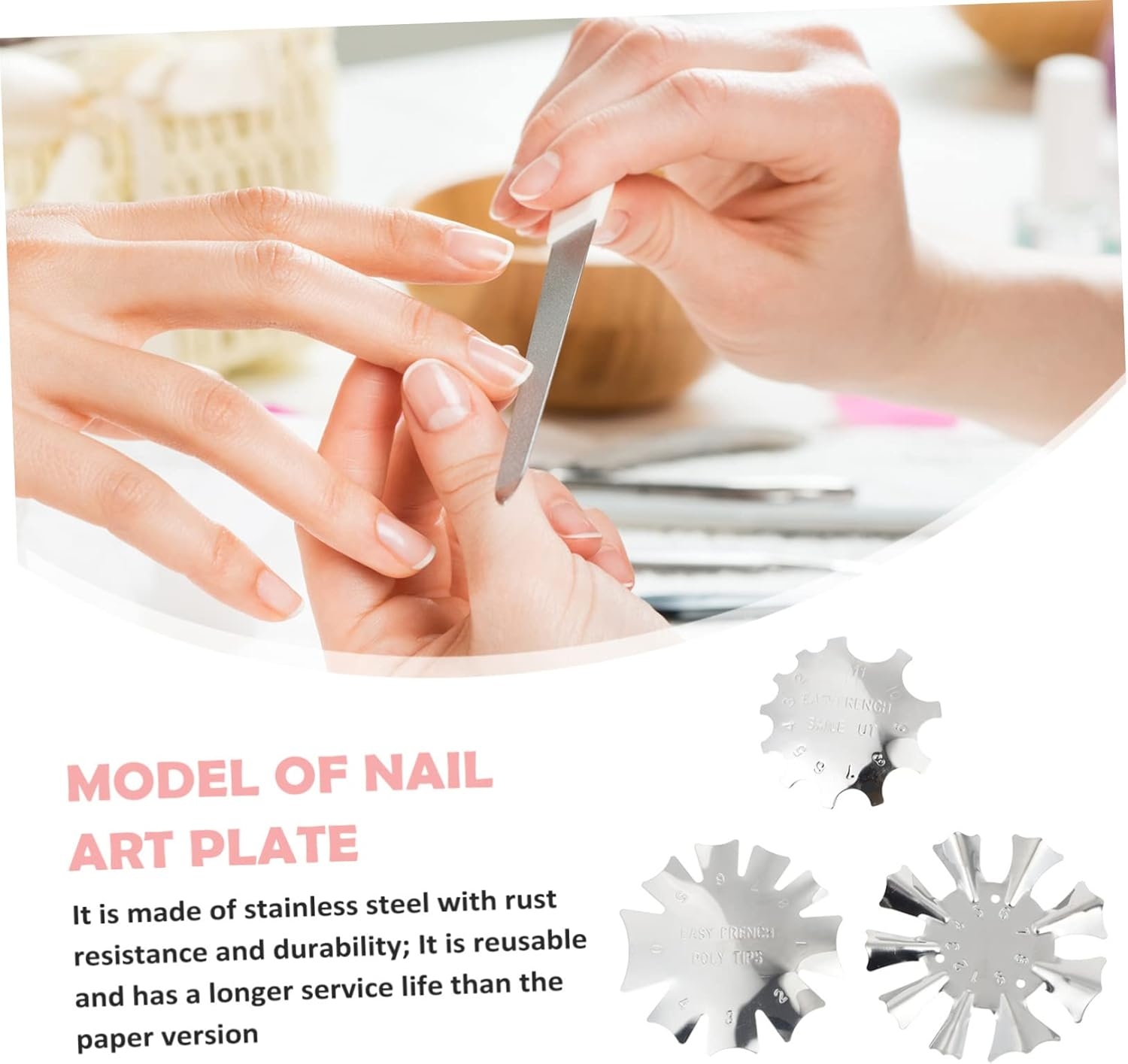 Baluue 3Pcs Nail Art Stencil for Professional Manicure Precision Trimmer for French Tips Easy to Use and Clean Design for Nail Shapes image number 4