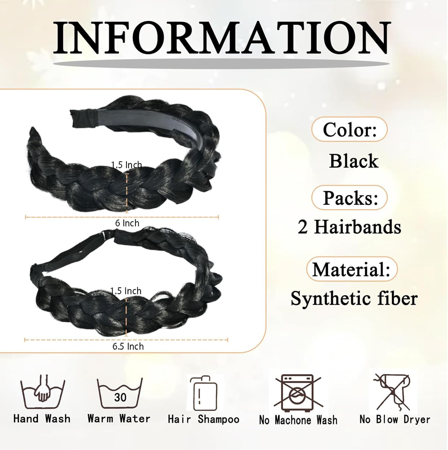 Celblisora Pack of 2 Braided Hair Bands for Women, Handmade Fashionable Braiding Hair Band with Prongs Stretch Headband for Girls, Hair Accessories for Parties and Festivals image number 1
