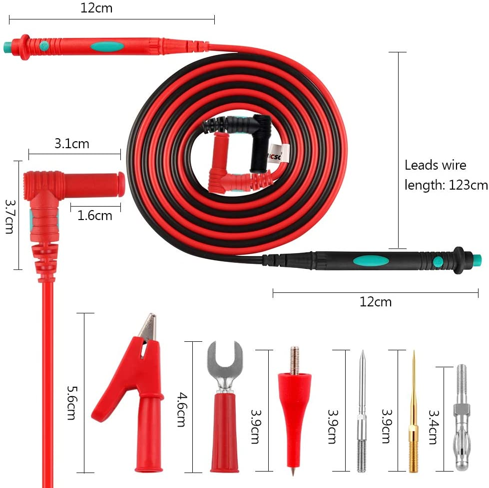 Electronic Test Leads Kit, Digital Multimeter Leads with Alligator Clips Replaceable Multimeter Probes Tips Set of 16 image number 4
