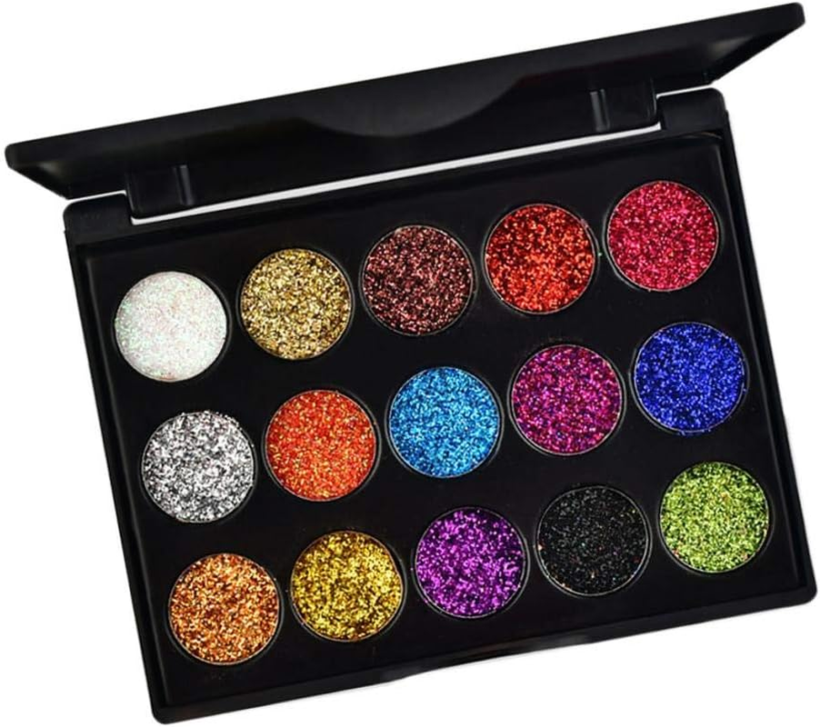15 Color Glitter Eyeshadow Palette Mermaid Smudgeproof Eye Makeup Powder Set 02 Style 2 image number 4