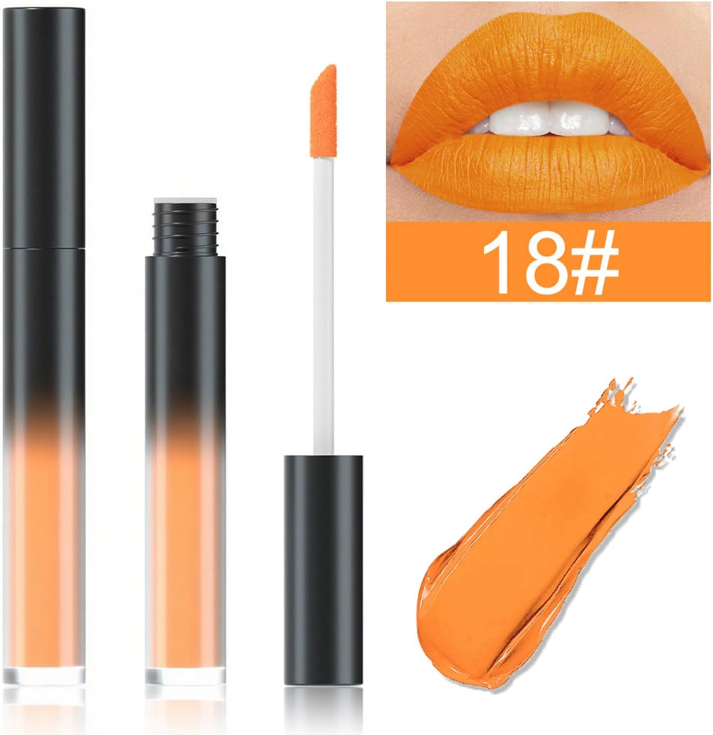 Moggemol Soft Matte Liquid Lipstick Long Lasting Waterproof Highly Pigmented Non Transfer Lip Gloss for Women Multicolor Assortment Orange One Size image number 4