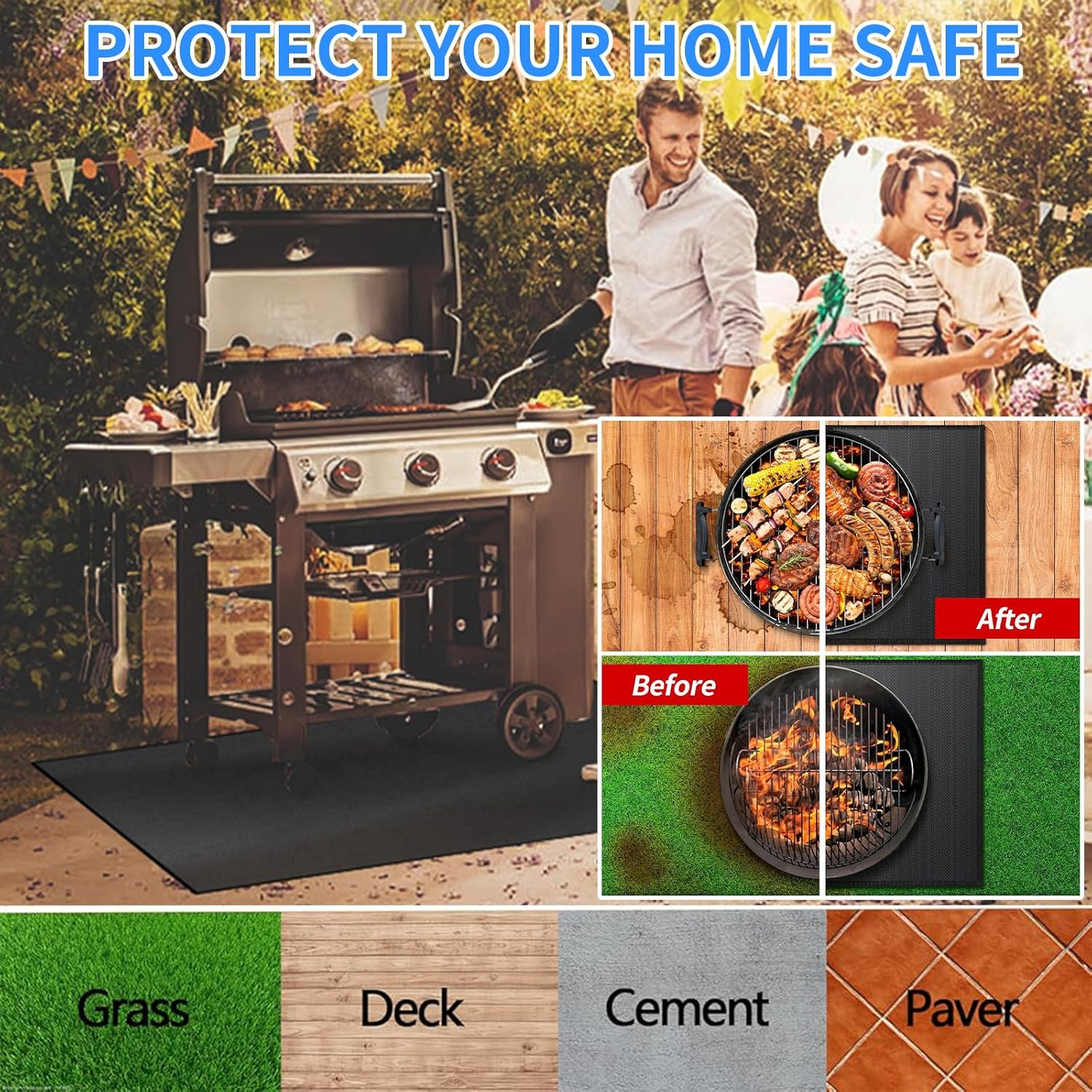 Non-Stick Grilling Mat for Outdoor Grill, Waterproof BBQ Grill Mat, Large Barbecue Insulation Mat, Easy to Clean BBQ Baking Pad, Flame-Retardant Mat for Gas Grill Charcoal Electric Grill (39X72 INCH) image number 2