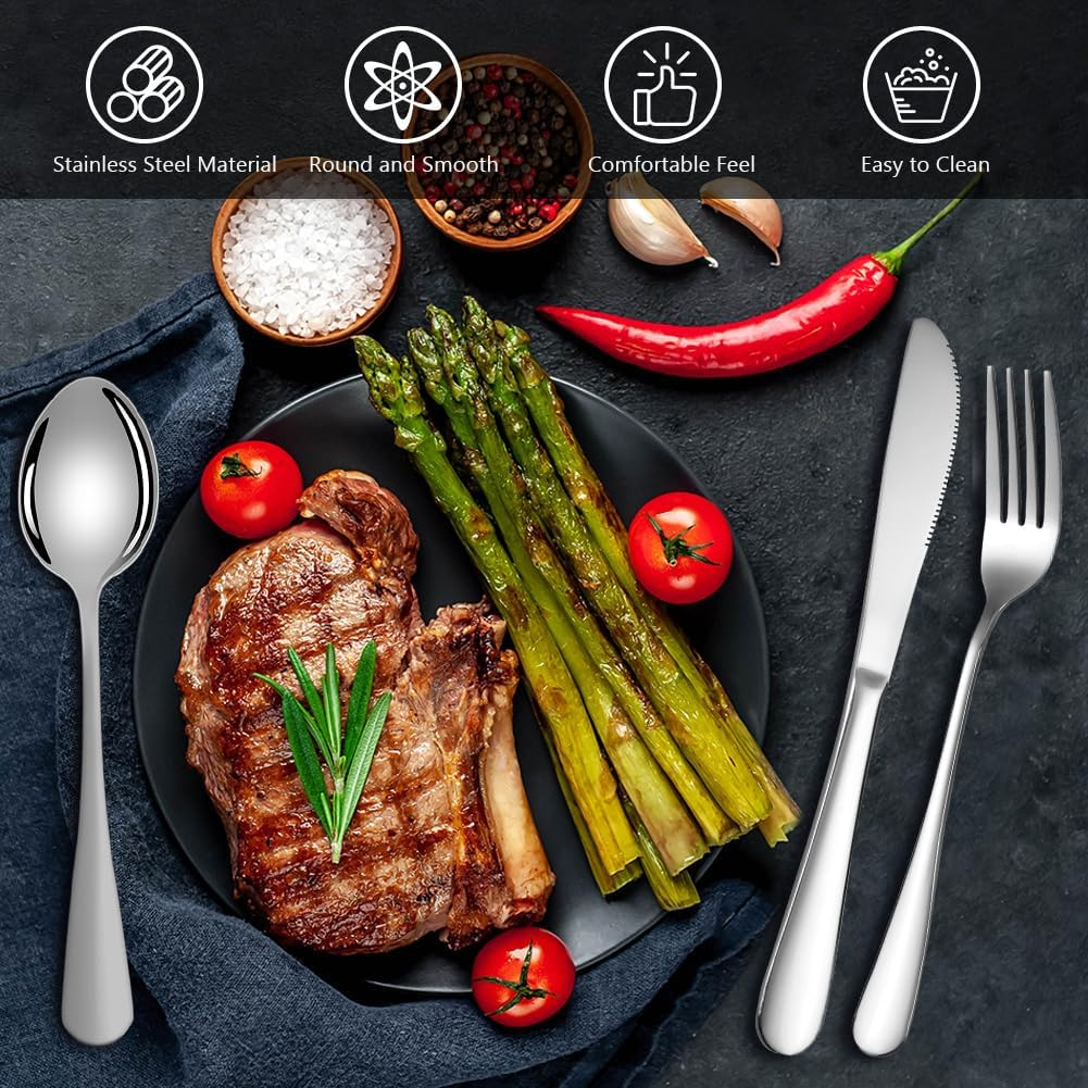 HOTUT Camping Cutlery Set, 3 Pieces Reusable Utensils Set, Portable Stainless Steel Cutlery with Plastic Box, Portable Kitchenware for Outdoor Travel Picnic Office School Lunch Box - Pink image number 4